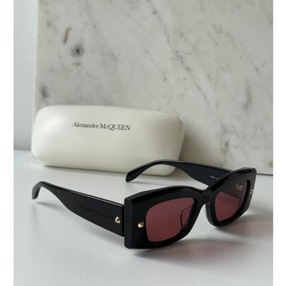 NEW Alexander McQueen AM0426S Black Pink Lens Sunglasses